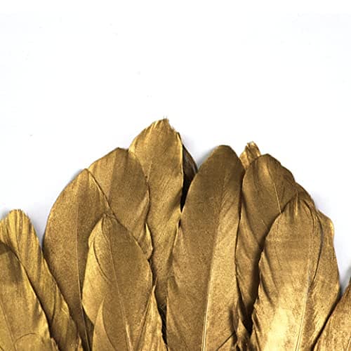15-20 cm Lot de 50 plumes d'oie naturelles dorées pour décoration de mariage, ailes d'ange et artisanat de fées
