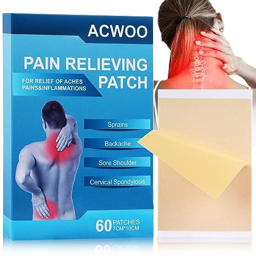 ACWOO Patchs Anti-Douleur, 60Pcs Patchs de Soulagement de la Douleur, Pansement Anti-Douleur, pour Douleurs Aux Épaules, Douleurs Dorsales, Douleurs Aux Genoux, Douleurs Arthritiques