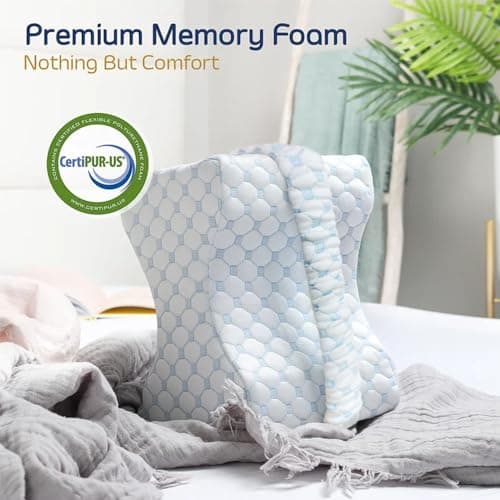 Ecosafeter Oreiller de Jambe Ergonomique avec Mousse à Mémoire de Forme pour Dormir pour Dormeurs Latéraux, Soulagement de la Sciatique, Douleur aux Jambes