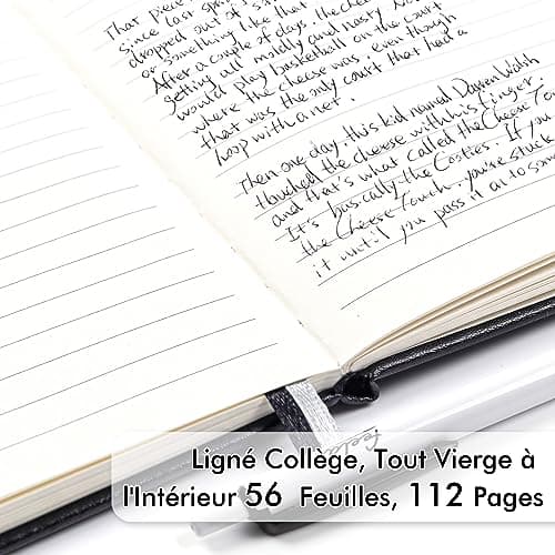 Feela 3 Carnet de Notes de Poche A6 avec 3 Stylos Noirs, Page Lignée, Petit Carnet de Poche à Couverture Rigide avec Porte-Stylo, Bloc Note A6 pour Bureau Ecole pour Notes Plans, 9 x 14 cm, Noir