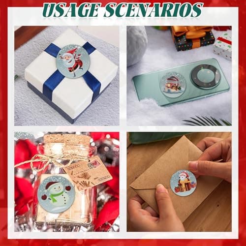 500 autocollants de Noël autocollants, décorations de cadeaux festives, motifs variés (B)