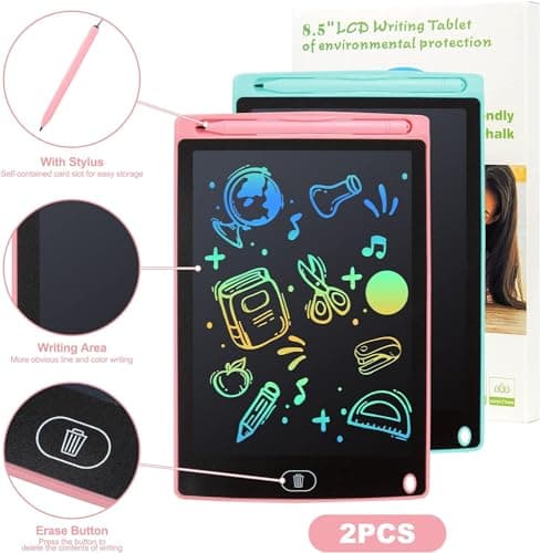 Kogabanny Tablette Dessin Enfant 2 Pièces 8.5 Pouces,Tablette d'écriture LCD pour 3-10 Ans Enfants Ardoise Magique,Jouet Educatif de Filles et Garcons, Cadeaux d'anniversaire Noël