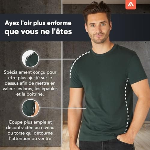 FM London lot de 3/5 t-shirts pour hommes - T-shirts de qualité supérieure avec design légèrement ajusté