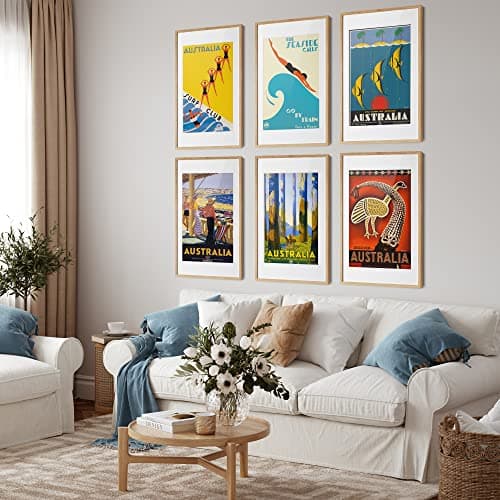 Set of Travel Posters 6 Australian Vintage Travel Posters Travel Prints Travel Wall Art Set of Prints Australian Travel Poster Travel Art (21cm x 30cm)