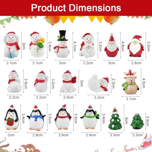 LPAMABA 17 PCS Figurines de Décoration de Noël Figurine Noël Miniature Figurine Noel Resine Noël Miniature Ornament Kits Noel Miniature Ornament Sapin Décoration de Noël Miniature