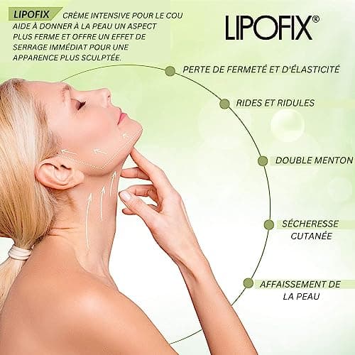 La crème raffermissante intensive pour le cou et le double menton tonifie et raffermit la peau affaissée, anti-vieillissement. LIPOFIX