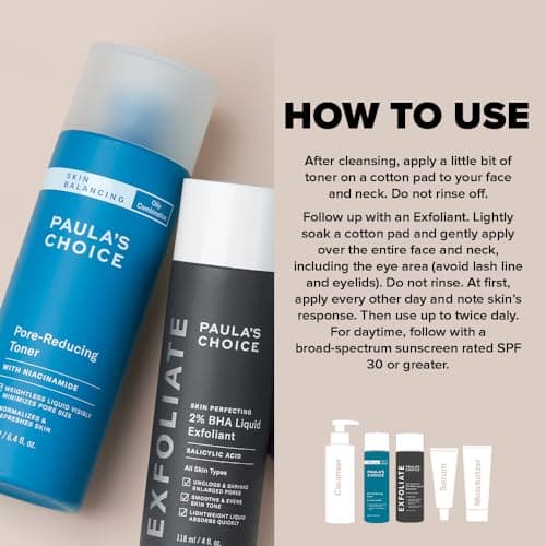 Paula's Choice RESTAURER + CLAIR - SKIN BALANCING Lotion Tonique Visage & SKIN PERFECTING 2% BHA Lotion Exfoliant -Reduire les Pores et aux Points Noirs - Acide Salicylique - Peaux Mixtes à Grasses