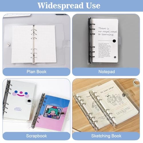 skytowards 2 PCS Classeurs à Anneaux A6, Anneaux Couvertures Transparentes Classeur à Anneaux Transparent Classeur à Anneaux Rechargeable Cahier avec Bouton-Pression pour Carnet (19,5 x 12,5 x 2 cm)