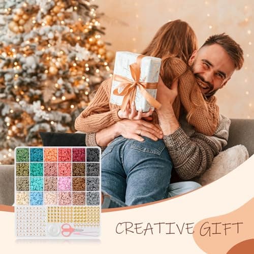 packra Perles Pour Bracelet, Perles Heishi 6mm Perle Plate pour Bracelet, 24 Couleurs Perles pour Bijoux Kit, Perles Polymère Perles Lettres pour Bijoux DIY Collier Bracelet Boucle D'oreille