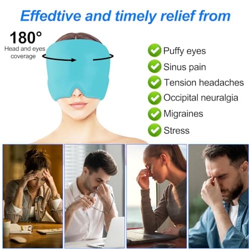 Lectorias Bonnet Anti Migraine, Masque Migraine, Migraine Miracle, Casque Anti-Migraine Froid, Bandeau Migraine, Migraine Relief Cap Conception Monocouche, Migraine Mask Réutilisable