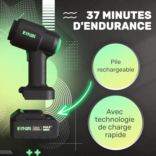 BUNIK Aspirateur Puissant 21000Pa pour Voiture - Aspirateur sans Fil avec autonomie 37 Min, Compact et performant, Accessoires Inclus pour Voiture et Maison