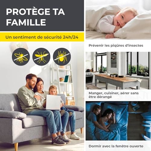 EASYmaxx Moustiquaire de fenêtre avec Magic Click | Peut être découpée individuellement pour toutes les fenêtres jusqu'à 150 x 130 cm | Montage avec 12 aimants - pas de perçage ni de vissage [Noir]