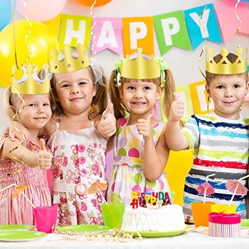 TUPARKA Roi doré couronnes Feuille d'or Papier Chapeau de Couronne de Parti Chapeau pour célébration d'anniversaire bébé Douche Photo Props (30pcs(6 styles))