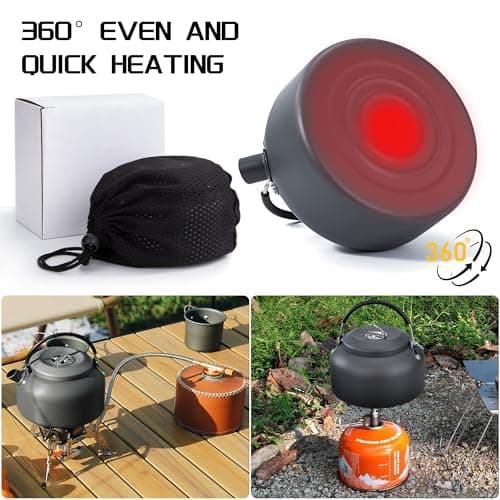 AYMQC Bouilloire de Camping 0,8 L Bouilloire à Thé en Aluminium Ultralégère Théière à Chauffage Rapide Portable avec Sac de Transport pour Pique-Nique Randonnée Pêche (Gris)