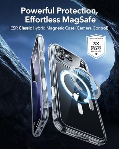 ESR Coque pour iPhone 17 Pro Max, Protection Commande de la Caméra, Compatible avec MagSafe, Protection Antichute de Qualité Militaire, Coins Air Guard Absorbant Les Chocs, Série Hybride,Transparente