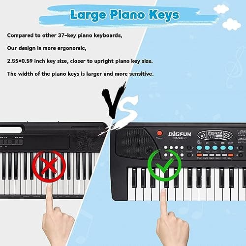 37 Touches de Piano pour Enfants avec Microphone,Clavier de Piano pour Enfants,Initiation à la Musique,Clavier électronique pour Enfants de 3 4 5 6 7 8 Ans,Cadeaux pour Garçons/Filles/Débutants