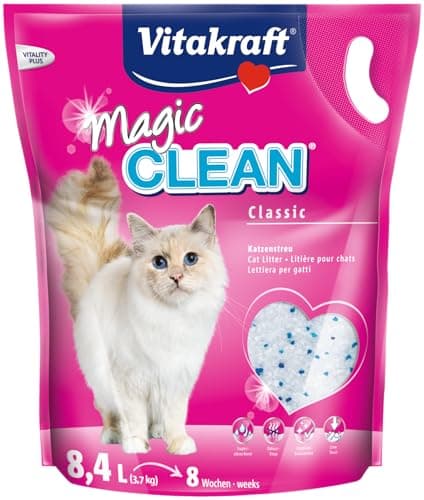 Vitakraft Magic Clean - Litière pour chats à base de silice - Neutralisation ultra rapide des odeurs - 2 mois d'utilisation (1 x 8,4L)