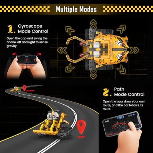 CUPCHID Robot Technic télécommandé pour Enfants, 5 en 1, Application et télécommande, Kits de Construction de Chars Technic Robot, 604 pièces, Cadeau d'anniversaire pour 8, 9, 10, 11, 12 Ans et Plus
