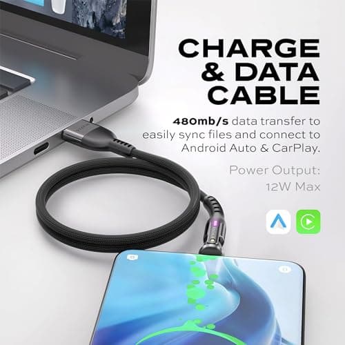 Statik PowerPivot Lot de 3 Câbles USB C 12 W - Angle Droit Avec Tête Rotative à 360° - Chargement Type C, Pivotant à 90 Degrés