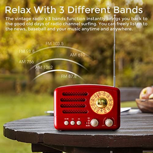 PRUNUS J-160 Poste Radio Portable Vintage Bluetooth Rechargeable 1800 mAh