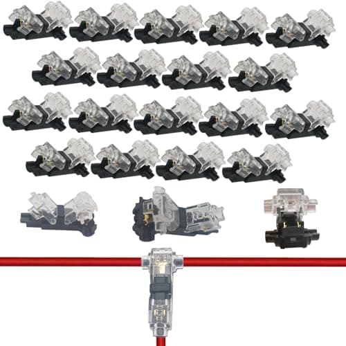 Connecteurs T Tap basse tension, CTRICALVER Compact Connecteurs de fils Convient aux connexions de fils 18-22 AWG, Borne du connecteur en T Pas besoin de dénuder les fils(18pièces)