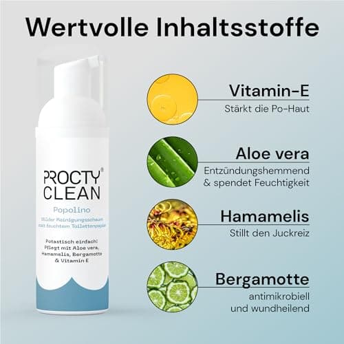 ProctyClean® PopoLino Mousse nettoyante douce avec aloe vera, hamamélis, bergamote et vitamine E
