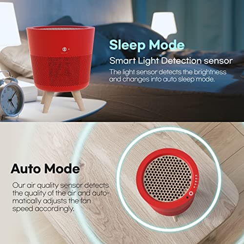 IMUNSEN M-002R Purificateur d'air avec filtre en bois de cyprès, filtre HEPA véritable H13, 100% sans ozone, Fabriqué en Corée - Rouge