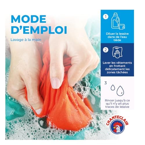 Chanteclair - Lessive Liquide Concentrées Bicarbonate, Spécialement Conçue pour le Linge Blanc, Ultra Détachantes et Efficaces aussi à Froid, 40 lavages - 8x 1800 ml