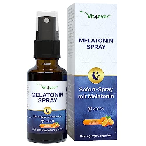 Mélatonine Spray - Spray instantané extra fortement dosé avec 0,5 mg de mélatonine par pulvérisation - Spray pour l'endormissement - Sans alcool - Vegan - Goût d'orange - 30 ml
