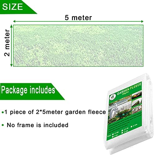 Muzhira 17g/m2 2m x 5m Non-tissée de Protection Hivernale, Polaire de Protection Contre Gel des Plantes for Protection Antigel Perméable, Coupe-Vent, Froid, Chaud et Anti-Insectes
