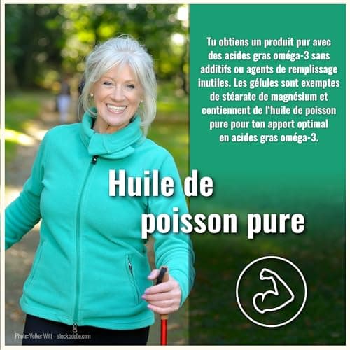 Oméga 3-400 gélules de qualité supérieure - 1000mg d'acides gras Oméga 3 par gélule - gélules d'huile de poisson testée en Allemagne