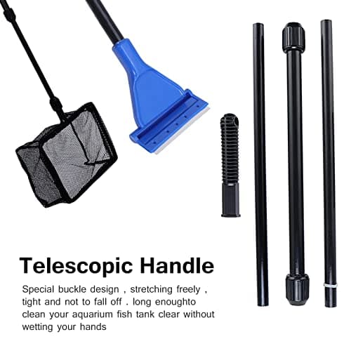 Coolty 9 en 1 Outils pour Aquarium pour Tailler Les Plantes Aquatiques Nettoyage de l'aquarium Filet à Poissons Râteau à Gravier Fourche à Plantes Grattoir Eponge Pince à épiler Ciseaux Grattoir