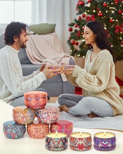 Lot de 9 bougies parfumées, cadeaux pour femme, bougies parfumées, bougies d'aromathérapie, cire de soja naturelle, cadeau pour soulager le stress, détendre le corps, Noël, anniversaire, salle