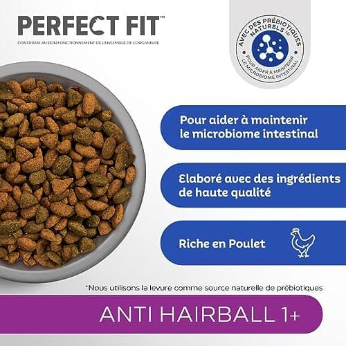PERFECT FIT Adulte 1+ Croquettes pour chat adulte – Répond à des besoins spécifiques d'un chat stérilisé – Nourriture Riche en Poulet – 1,4 kg (Lot de 5)