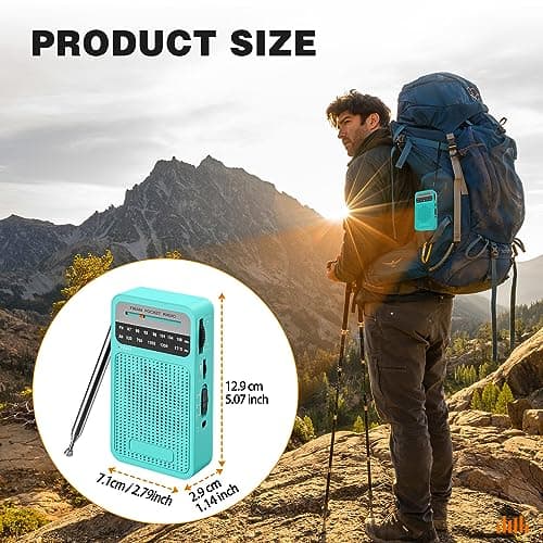 Tendak Radio Portable, FM/AM(MW) Transistor Radio, Radio a Pile de Poche avec Excellente Réception, Excellente Qualité Sonore, Mini Radio Portable (AA)