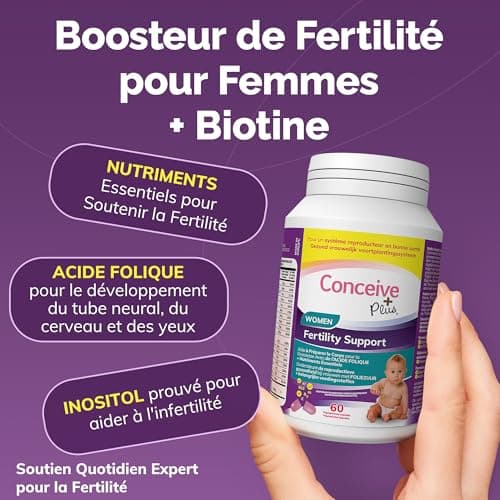 CONCEIVE PLUS Complément Fertilité pour Femmes - Équilibre Hormonal avec Calcium, Vitamine D, Myo Inositol, Acide Folique, Sélénium et Zinc - 60 Capsules - 30 Jours de Soutien à la Grossesse