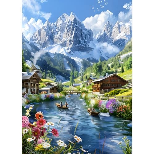 GDYEEH 5D Montagne Diamond Painting, DIY Rivière Broderie Diamant Painting Complet, Cabane Art du Diamant Peinture Strass Point de Croix Painting pour Adultes Débutants Murale Décor 30x40 cm