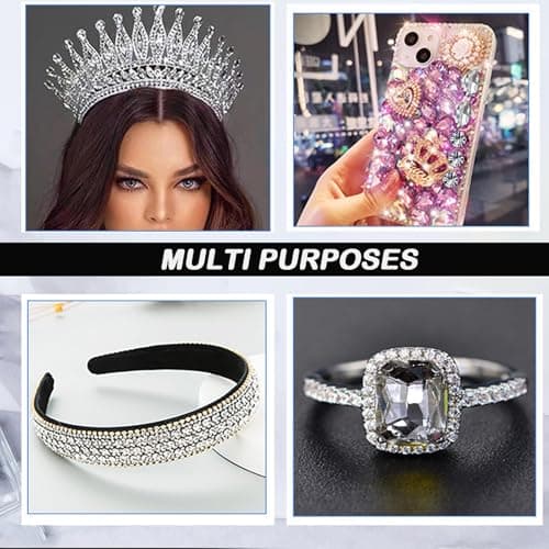 Yixinly 245 Pcs Strass à Coudre, 10 Formes Gros Strass pour Couture avec Griffe, Strass Vetement a Coudre, Verre Gemmes de Couture en Verre pour Vêtements DIY Artisanat, Chaussures (Blanc)