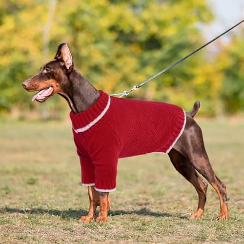 Hjyokuso Pull Chien, Pull pour Chien Petite Taille Moyenne Grande Taille, Pull-Overs pour Chiens Chaud d'hiver, Pull pour Chat à Col Roulé, Vetement Chien, Pull Noel Chien, Manteau pour Chien - M