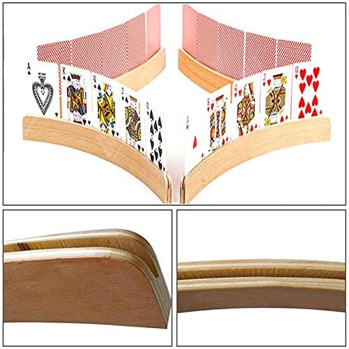 Aatpuss 2 Pièces Porte-Cartes à Jouer en Bois,Support Carte à Jouer,Porte-Cartes à Jouer Arrondi en Bois,Porte Cartes à Jouer au Design Incurvé,pour Les Enfants et Les Seniors