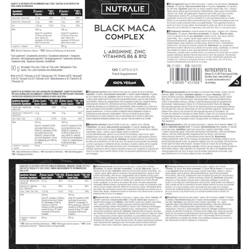 Maca Noire du Pérou 32000mg - Extra Forte L-Arginine Zinc B6 B12 [PRIX 2021] Énergie Performance - Maca pour Homme Bio-Disponible - Haute concentration 20:1-120 gélules Nutralie (Sans additifs)