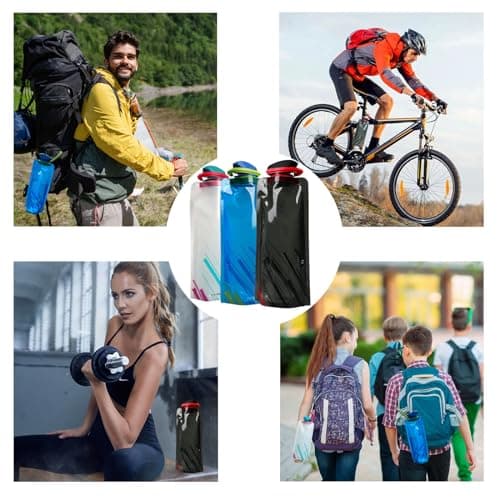 3 Bouteille d'eau Pliable, 700 ml Plastique Bouteille Pliable avec Crochet, Bouteille d'eau Réutilisable Flexible Pliable pour Voyager, Randonnée, Aventures
