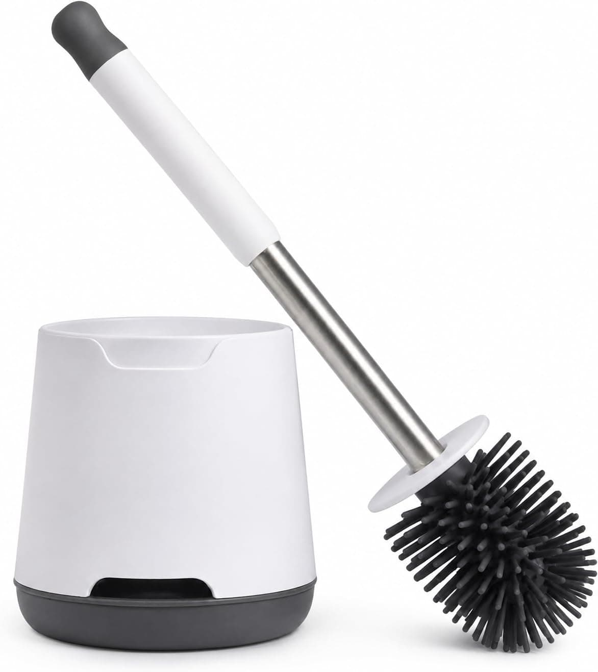 edihome, Brosse WC Silicone, Brosse Toilettes WC avec Support, Brosse Toilette Flexible, Antigoutte et Séchage Rapide, Design Rond