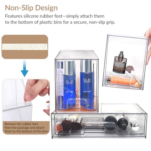 Grands tiroirs de rangement empilables en plastique transparent avec tiroir coulissant sous l'évier, garde-manger, salle de bain, cuisine et bureau.
