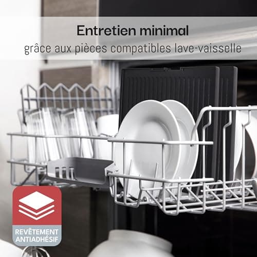LEBENLANG 2400W Plancha électrique - Avec pince à barbecue & Protection contre les éclaboussures I Pour intérieur & exterieur I Plancha grill electrique Inox Plancha electrique Grills électriques XXL