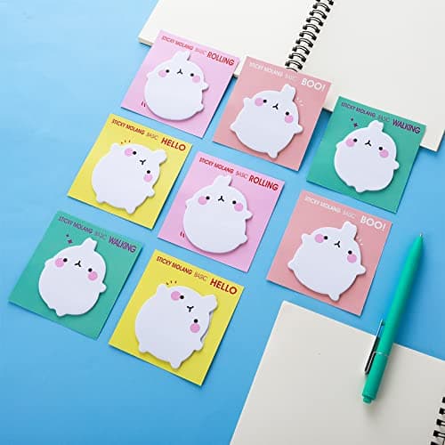 cobee Lot de 8 notes auto adhésives avec des animaux mignons Kawaii Lapin Bloc notes de dessin animé Bloc notes Marqueurs Drapeaux Étudiants Bureau à domicile Colocataires Cadeaux Onglet 160 feuilles