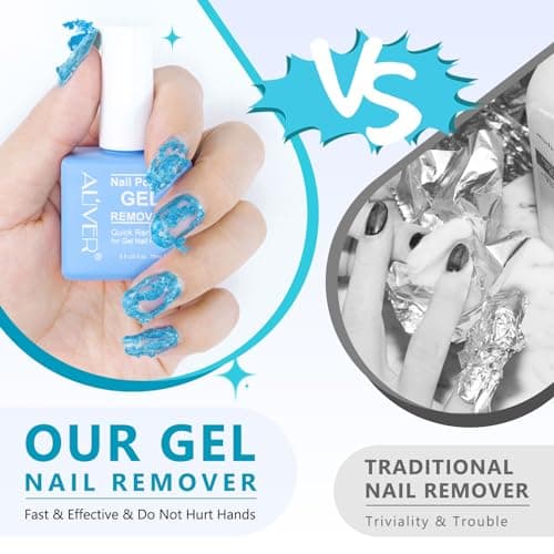 Dissolvant de Vernis à Ongles en Gel Paquet de 2 avec Lime a Ongles & Pousse Cuticule, Remover Vernis Semi Permanent, Enlève Facilement et Rapidement Vernis Gel en 3-5 Minutes, ne Blesse Pas Ongles