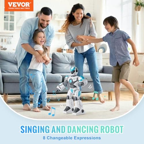 VEVOR Robot Jouet Enfants, 2,4 GHz, Robot RC Intelligent, Télécommande Programmable, Parlant, Chantant, Dansant, Interactif, Gestes, pour Cadeau d'Anniversaire, Noël, Garçons Filles de 6 7 8 10 12 Ans