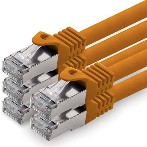 2,0 m - orange - lot de 5 câbles réseau CAT.7 câble patch SFTP PIMF LSZH câble Gigabit Lan 10Gb s câble brut cat7 avec connecteur RJ45 Cat6a compatible avec CAT5 CAT6 cat7 cat8