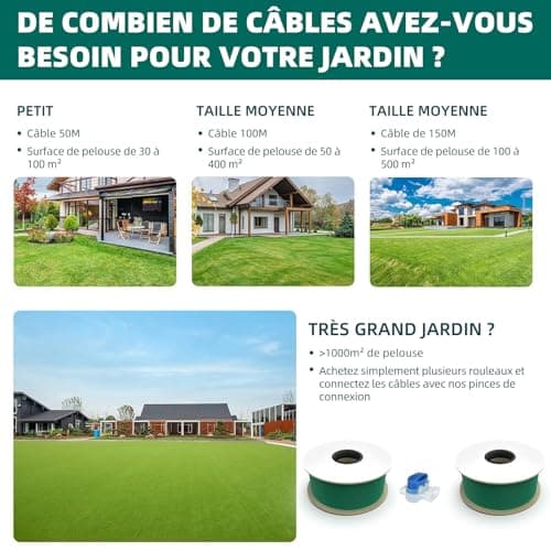 HAUSPROFI Cable Robot Tondeuse 100M Universel Compatible, Fil robot tondeuse, Câble périphérique en cuivre étamé de qualité, Câble pour robots tondeuses de Husqvarna,Worx,Gardena,Bosch,Yard Force etc